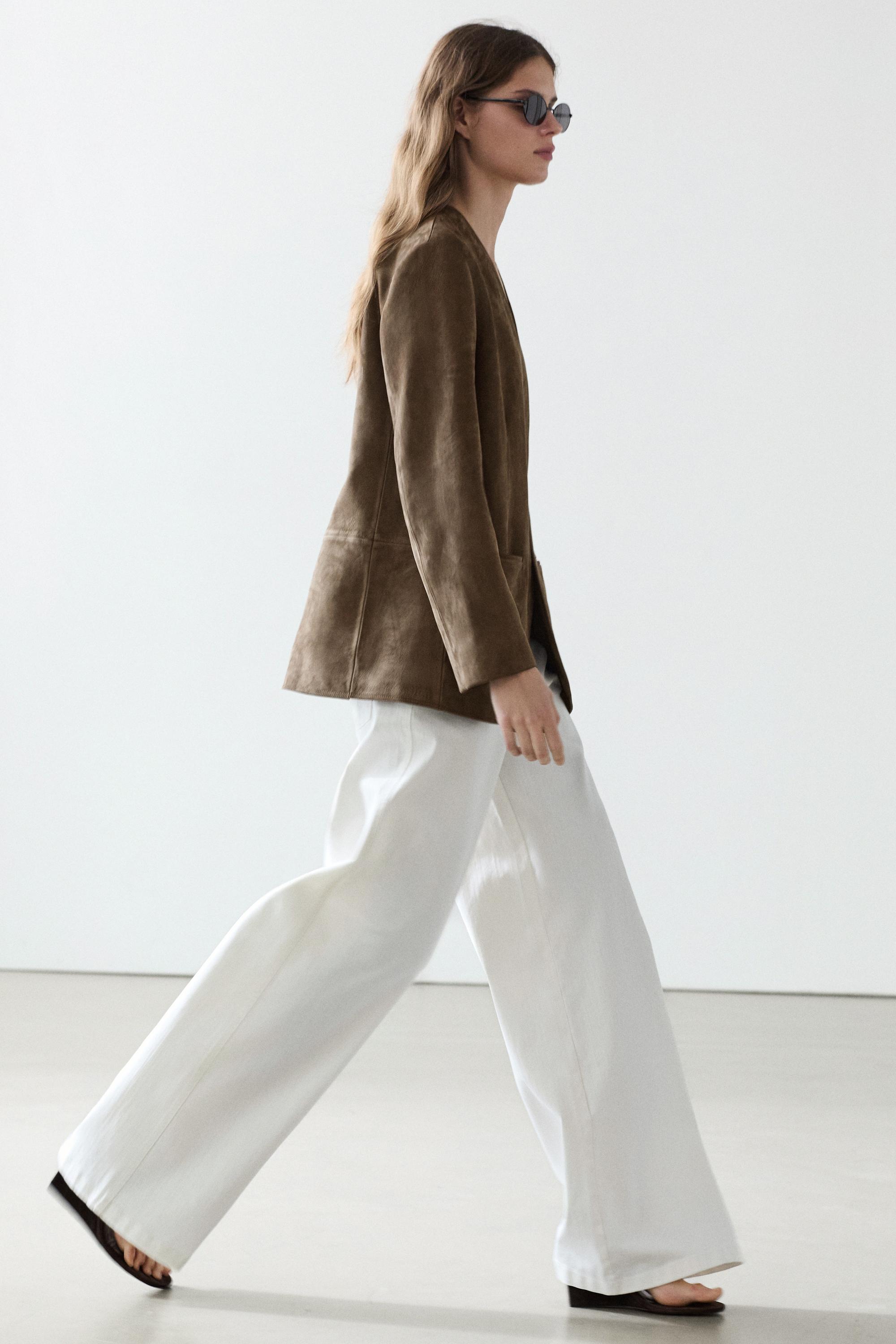 Blazer en cuir et daim